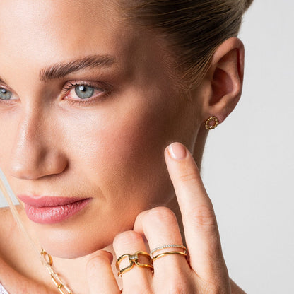 Dainty Rope Stud Earrings - Gold Tone
