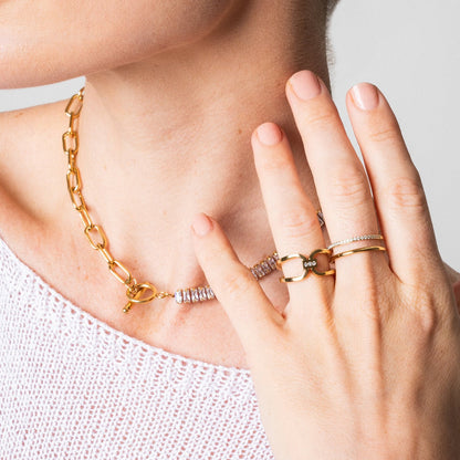 Vienna Double Ring - Gold Tone