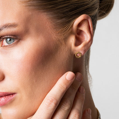 Dainty Rope Stud Earrings - Gold Tone