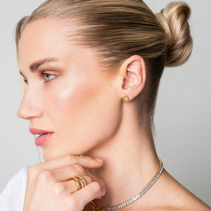 Dainty Rope Stud Earrings - Gold Tone