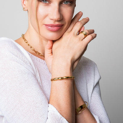 Bamboo Bangle Bracelet  - Gold Tone