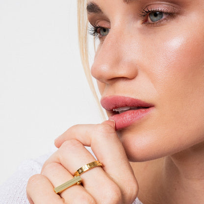 Flat Screwed Ring - Gold Tone
