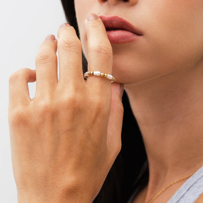 Pearl Fidget Ring - Gold Tone