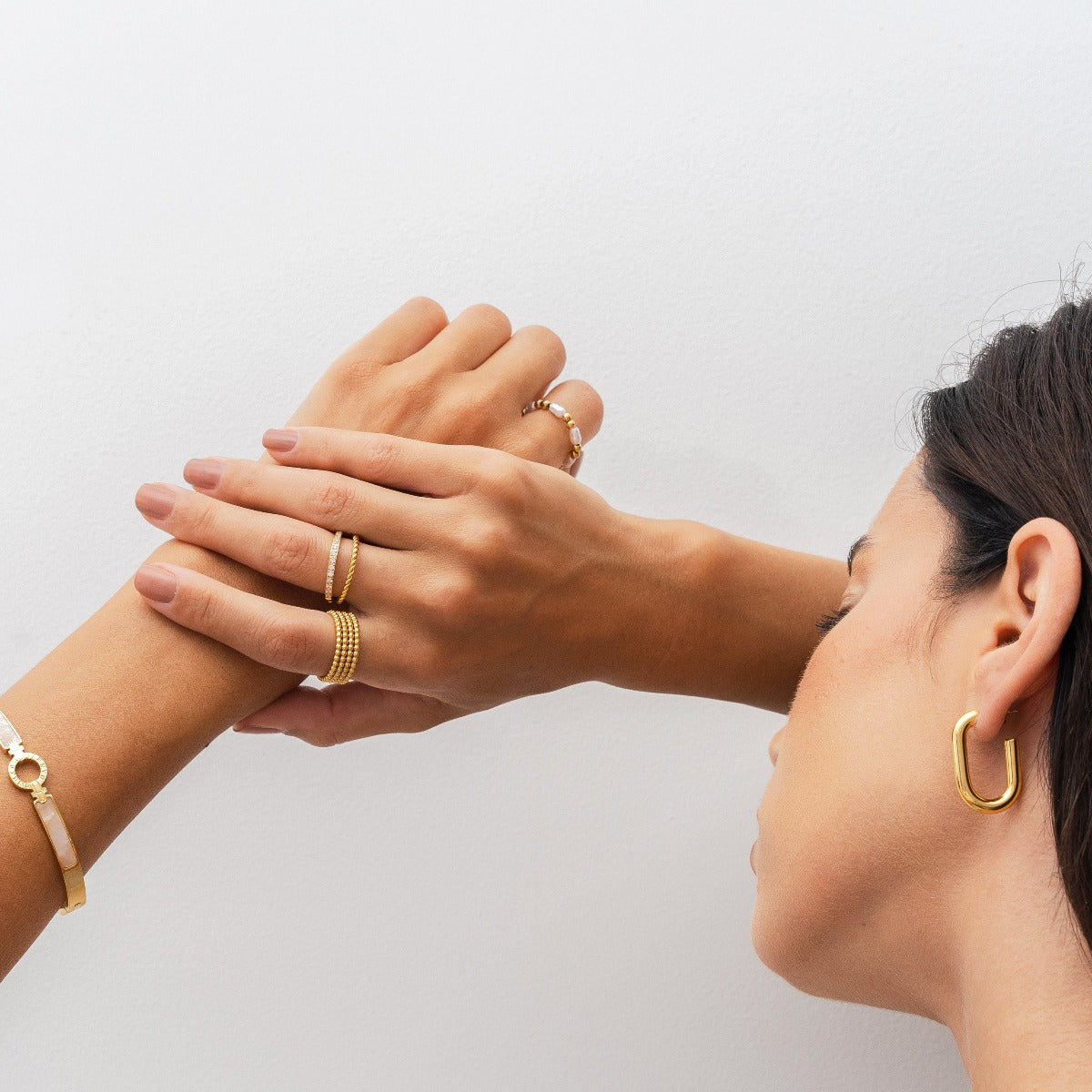Layered Beads Fidget Ring - Gold Tone