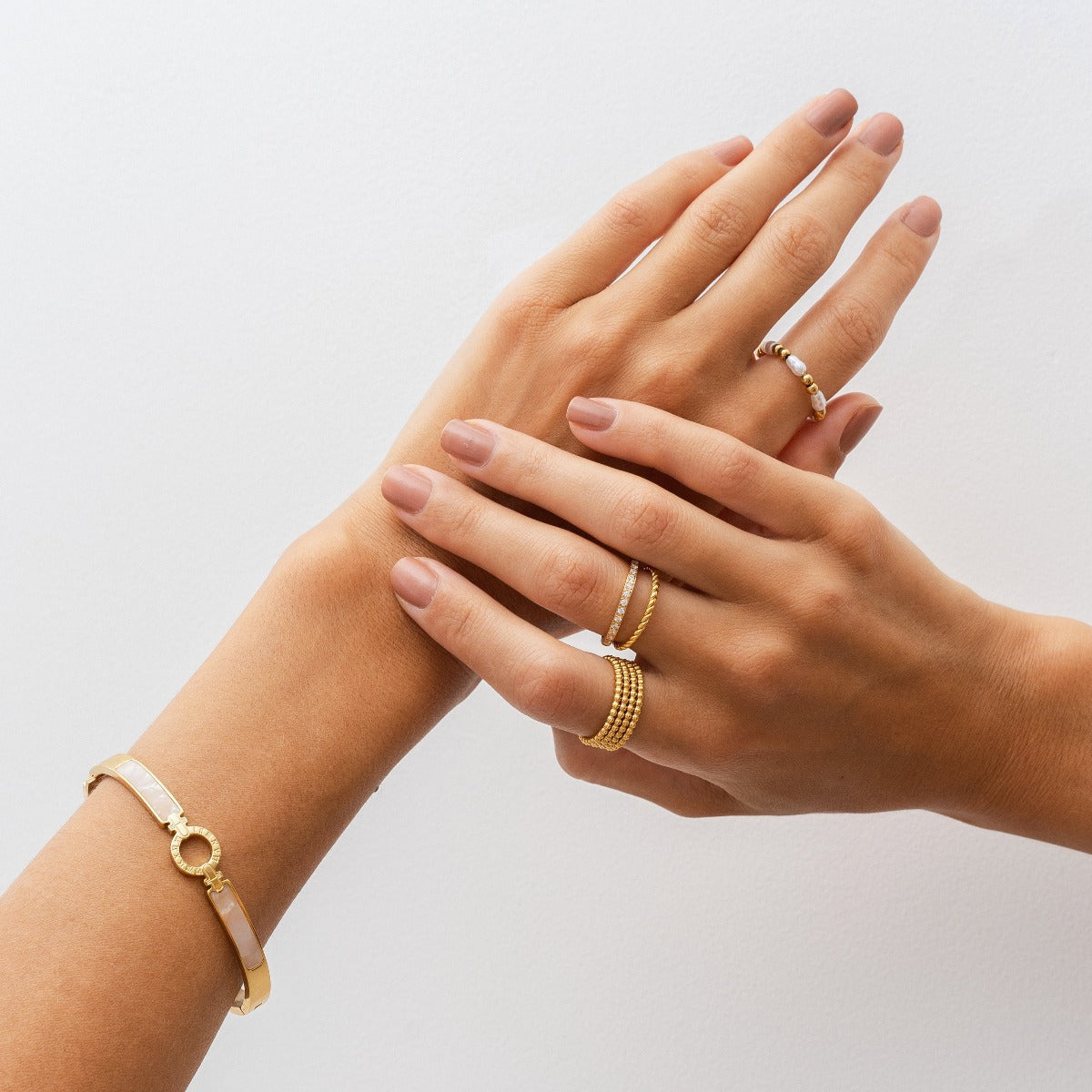 Layered Beads Fidget Ring - Gold Tone