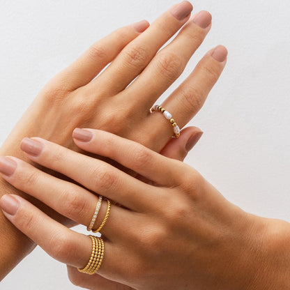 Pearl Fidget Ring - Gold Tone