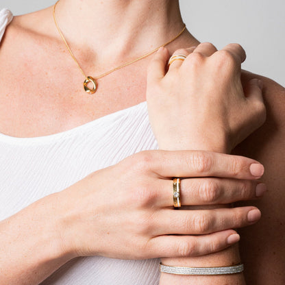 Pompeii Stone Ring - Gold Tone