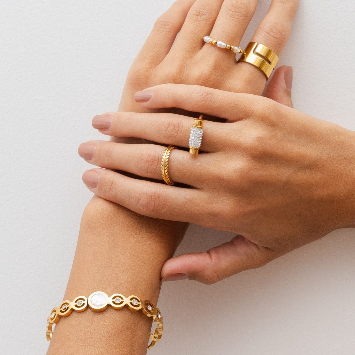Woven Leaves Ring - Gold Tone