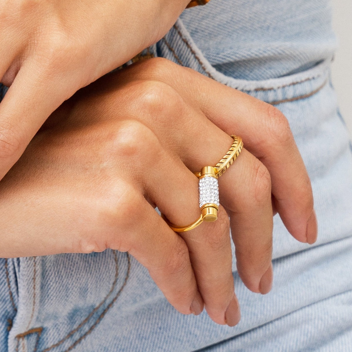 Glitz Fidget Ring - Gold Tone