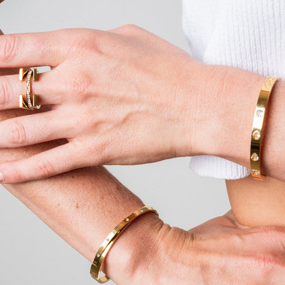 Multi Shape Stone Bracelet - Gold Tone