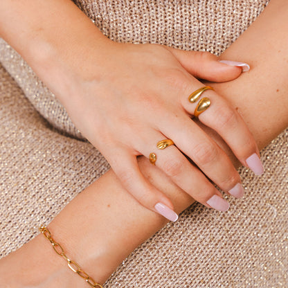 Molten Embrace Adjustable Wrap Ring - Gold Tone
