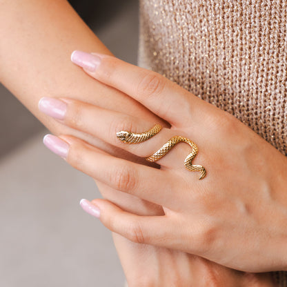 Serpent Wrap Ring - Gold Tone