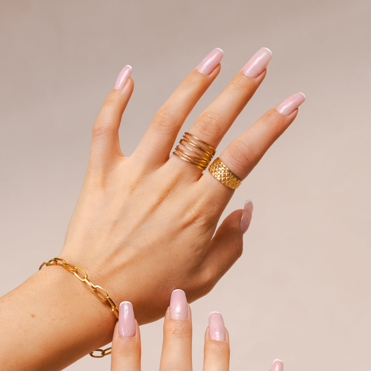 Woven Shine Adjustable Ring - Gold Tone