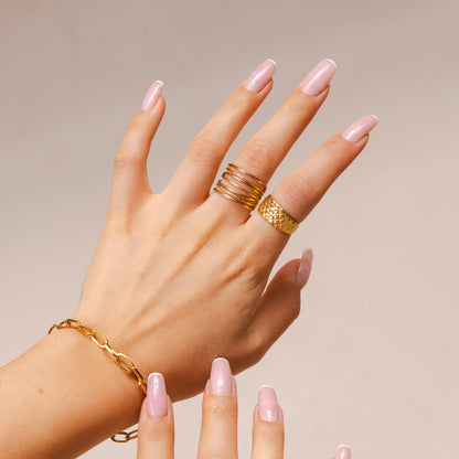 Woven Shine Adjustable Ring - Gold Tone