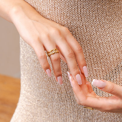 Linked Adjustable Ring - Gold Tone