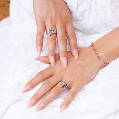 Molten Embrace Adjustable Wrap Ring - Silver