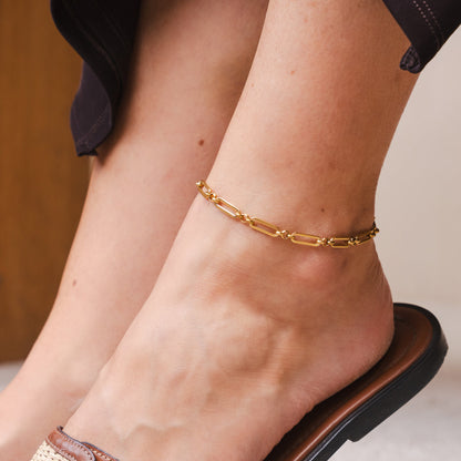 Stone Clip Chain Anklet - Gold Tone