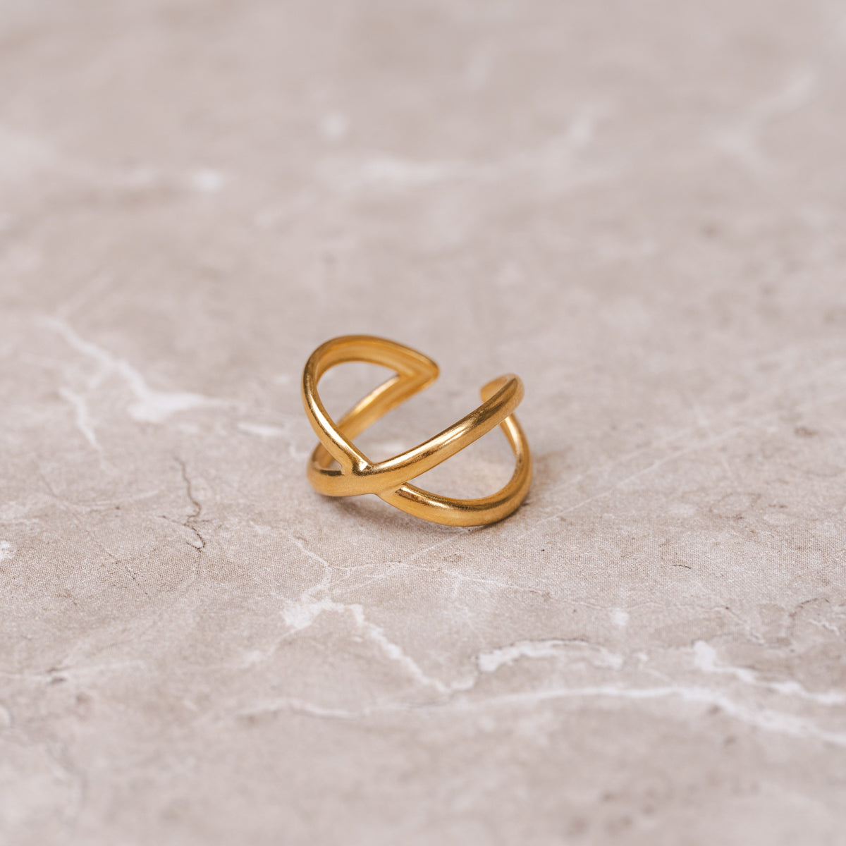 Criss Cross Adjustable Ring - Gold Tone