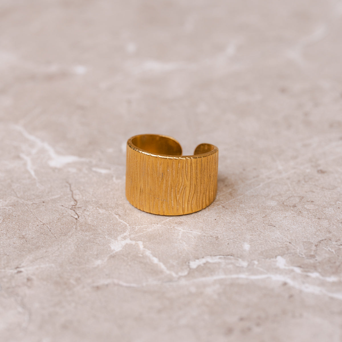 Golden Edge Adjustable Ring - Gold Tone
