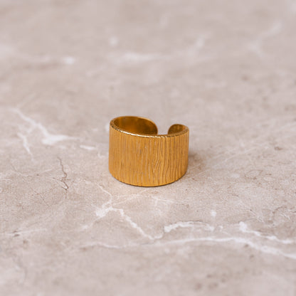 Golden Edge Adjustable Ring - Gold Tone
