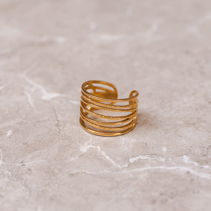 Serene Wrap Adjustable Ring - Gold Tone