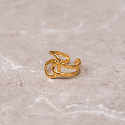 Entwined Adjustable Ring - Gold Tone