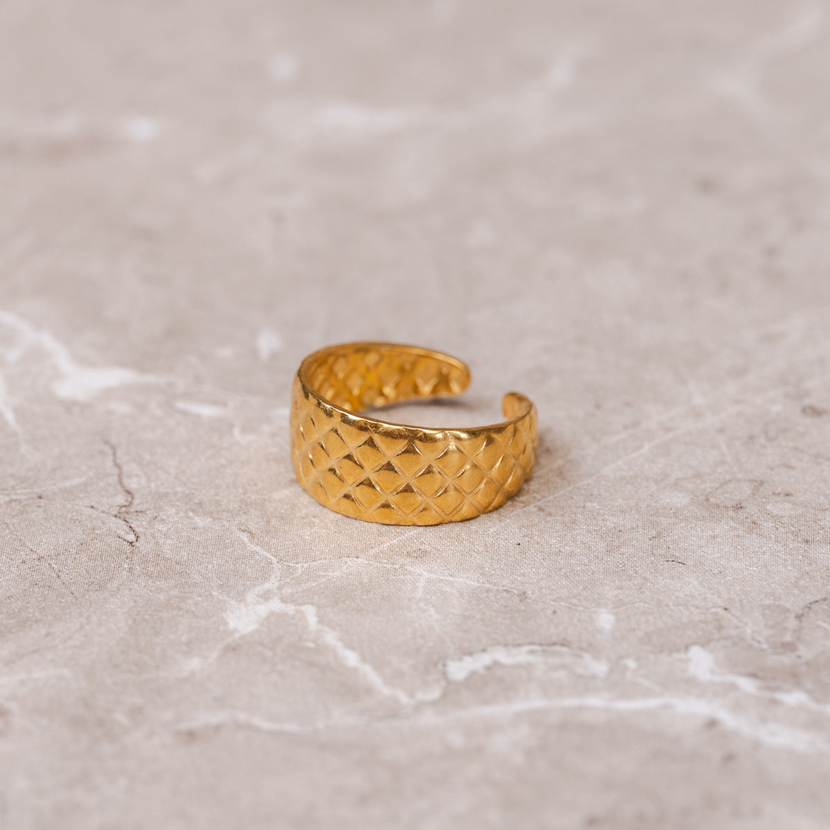 Woven Shine Adjustable Ring - Gold Tone