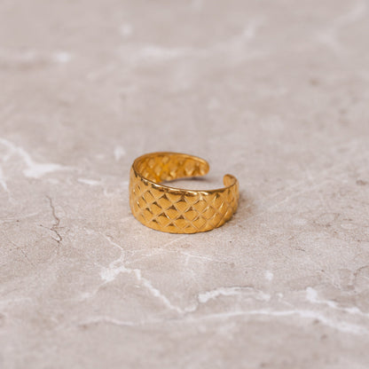 Woven Shine Adjustable Ring - Gold Tone