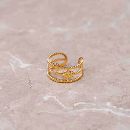 Starlit Lines Adjustable Ring - Gold Tone