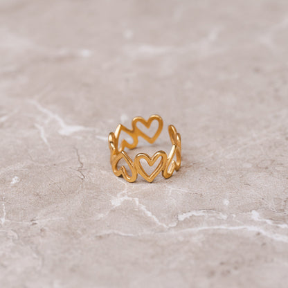 Love Loop Adjustable Ring - Gold Tone