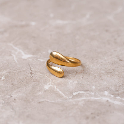 Molten Embrace Adjustable Wrap Ring - Gold Tone