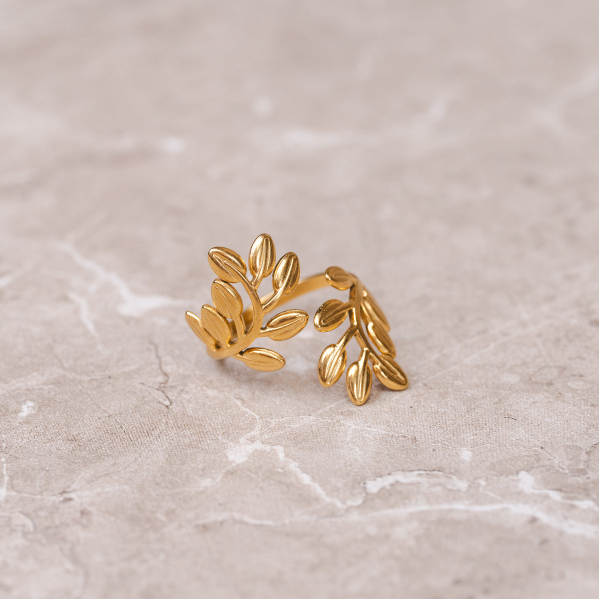 Olive Twist Adjustable Ring - Gold Tone