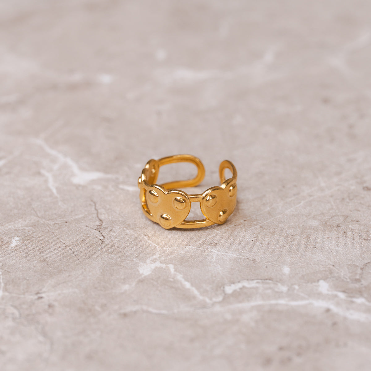 Eternal Heart Adjustable Ring - Gold Tone