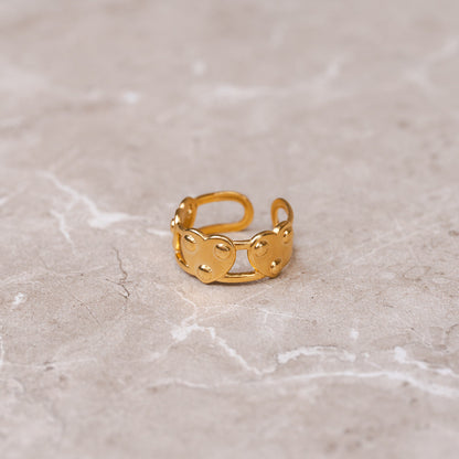 Eternal Heart Adjustable Ring - Gold Tone
