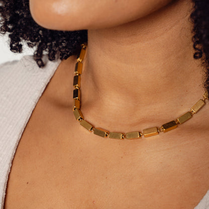 Rectangle Chain Necklace - Gold Tone
