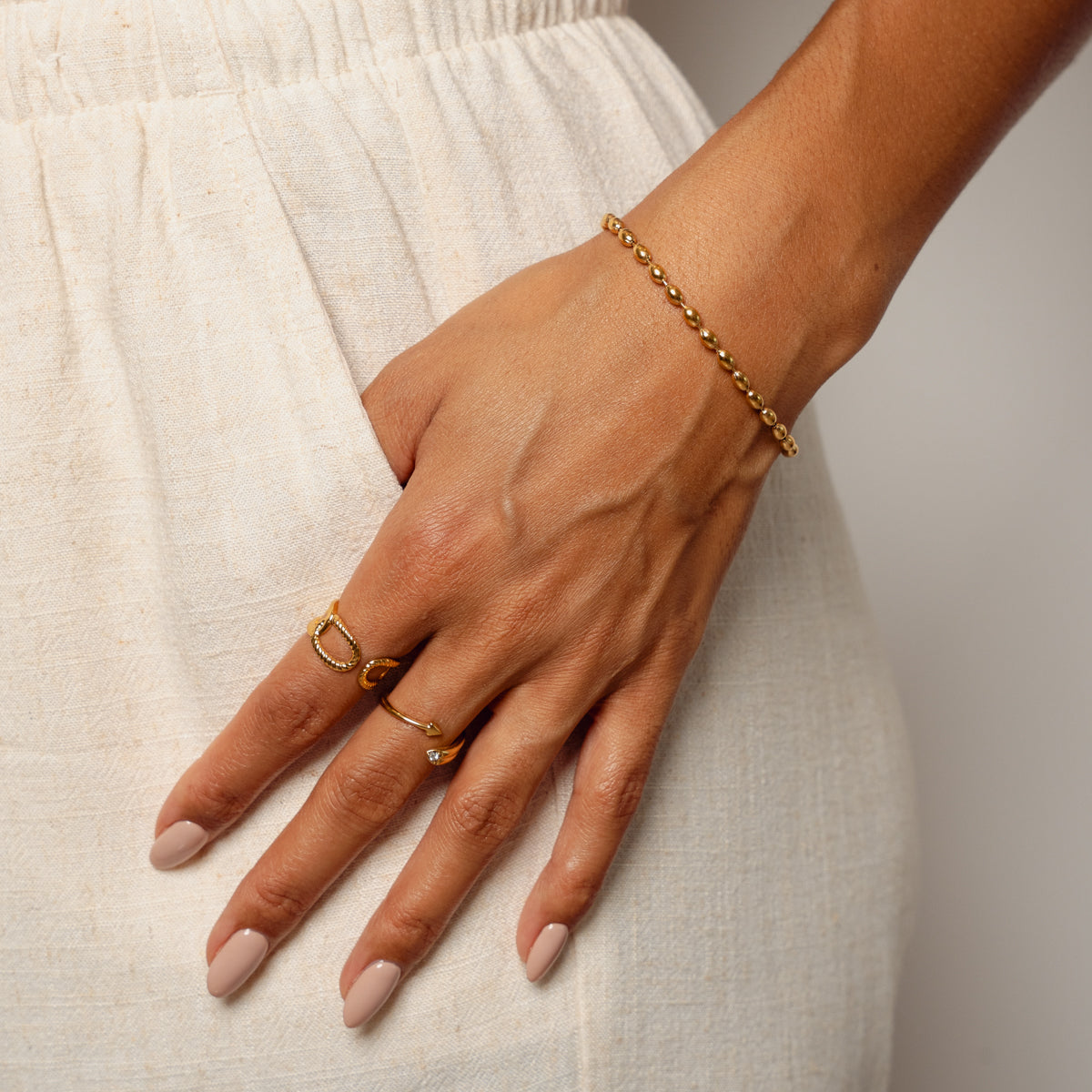 Bead Chain Bracelet - Gold Tone