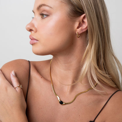 Square Huggie Hoop Earring - Gold Tone