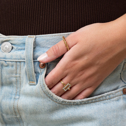 Spiral Chain Ring - Gold Tone