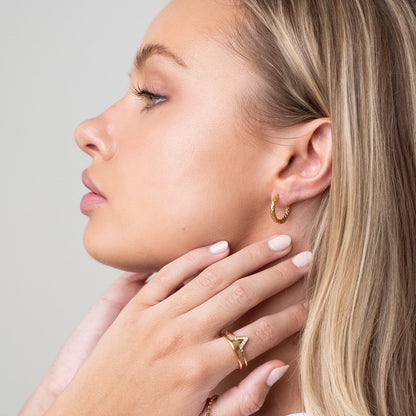 Textured Huggie Earrings - Gold Tone