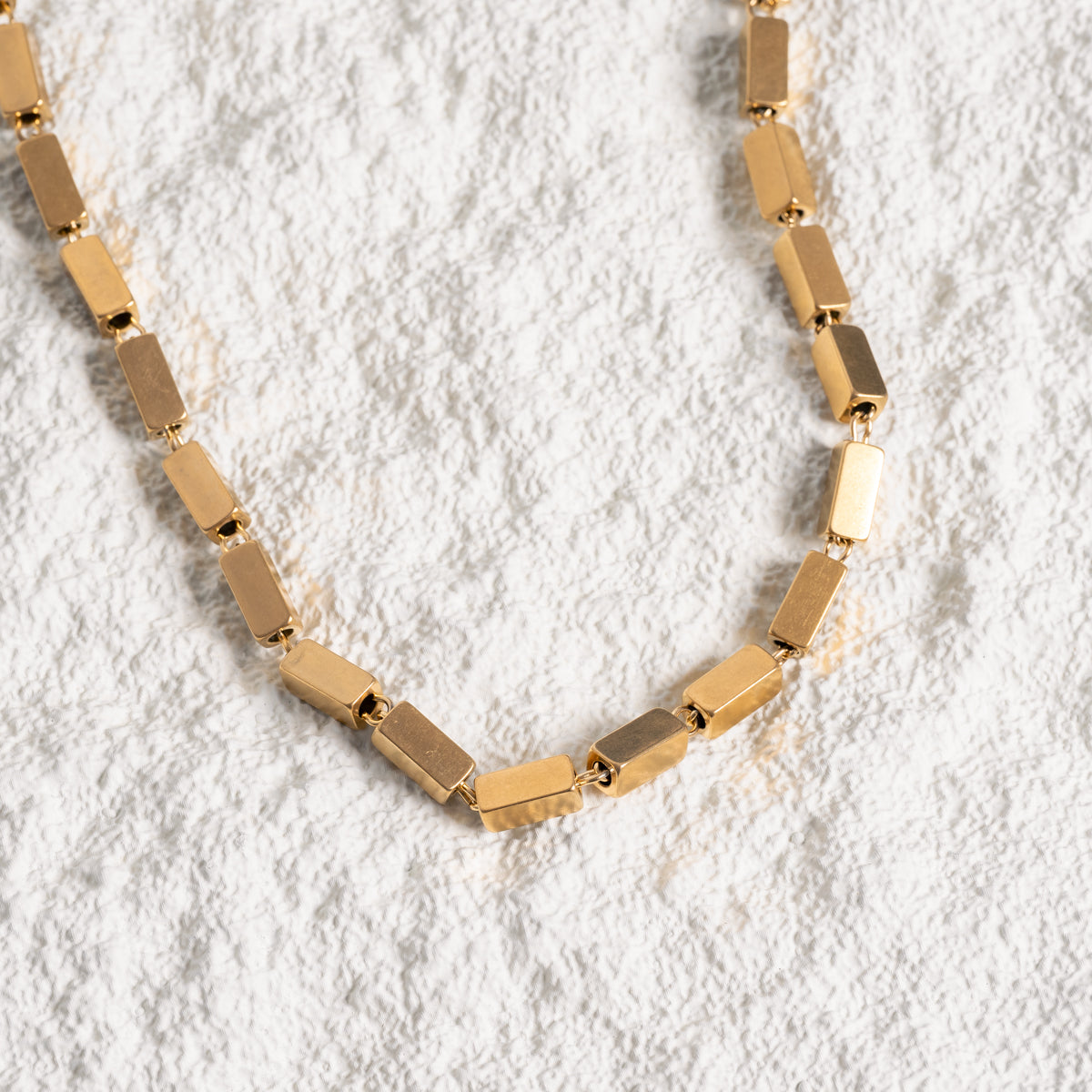 Rectangle Chain Necklace - Gold Tone