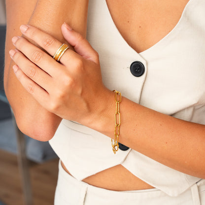 Rigid Link Chain Bracelet - Gold Tone