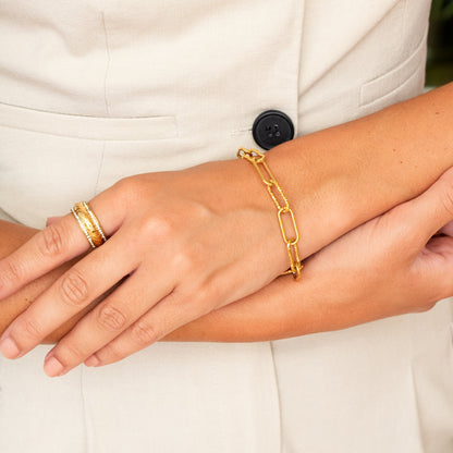 Rigid Link Chain Bracelet - Gold Tone