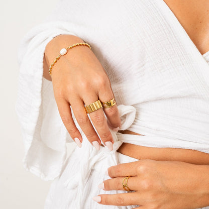 Persia Pearl Chain Bracelet  - Gold Tone
