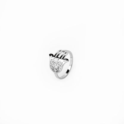 Hamsa Hand Ring - Silver