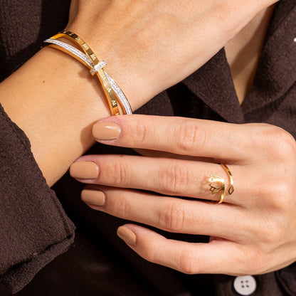 Lotus Adjustable Ring - Gold Tone