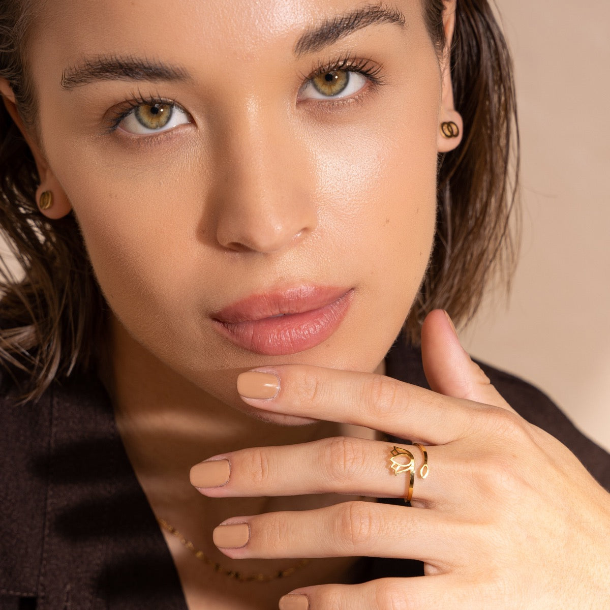 Lotus Adjustable Ring - Gold Tone