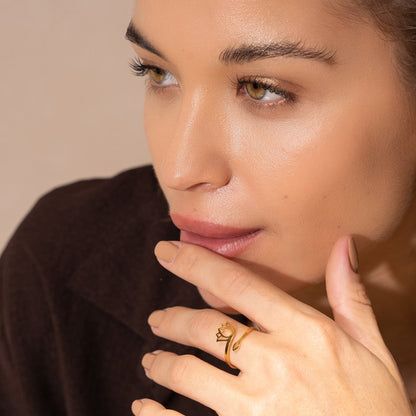 Lotus Adjustable Ring - Gold Tone