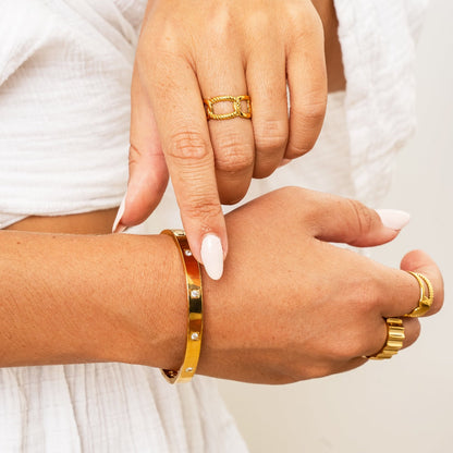Box Stone Bracelet - Gold Tone