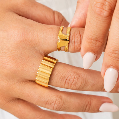 Amor Adjustable Layered Ring - Gold Tone
