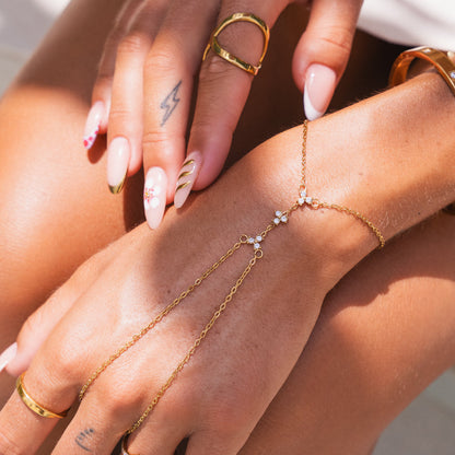 Stone Hive Hand Chain - Gold Tone